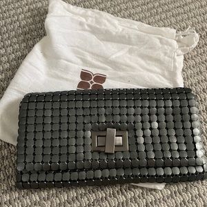BCBG metal mesh clutch
